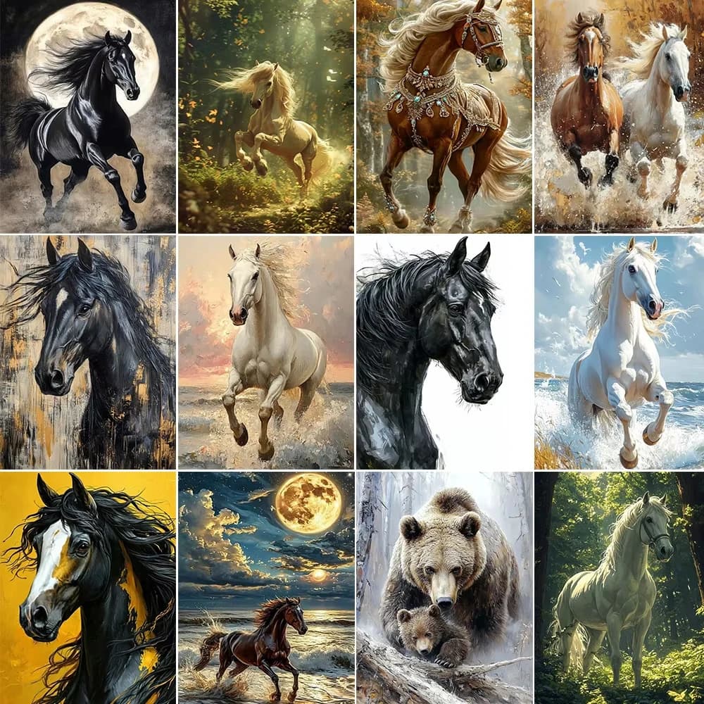 Animals Horse Digital Picture Number Drawing On Canvas Diy Acrylic Painting By Numbers Hand Paint Kits Wall Art For Living Room