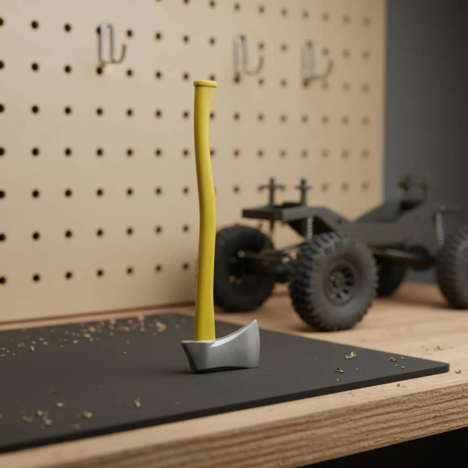 Set di 4 Mini Attrezzi (Pala, Ascia, Martello, Piccone) in Metallo per Modellini 1:10, Kit di Accessori per Crawler RC, Facile da Installare