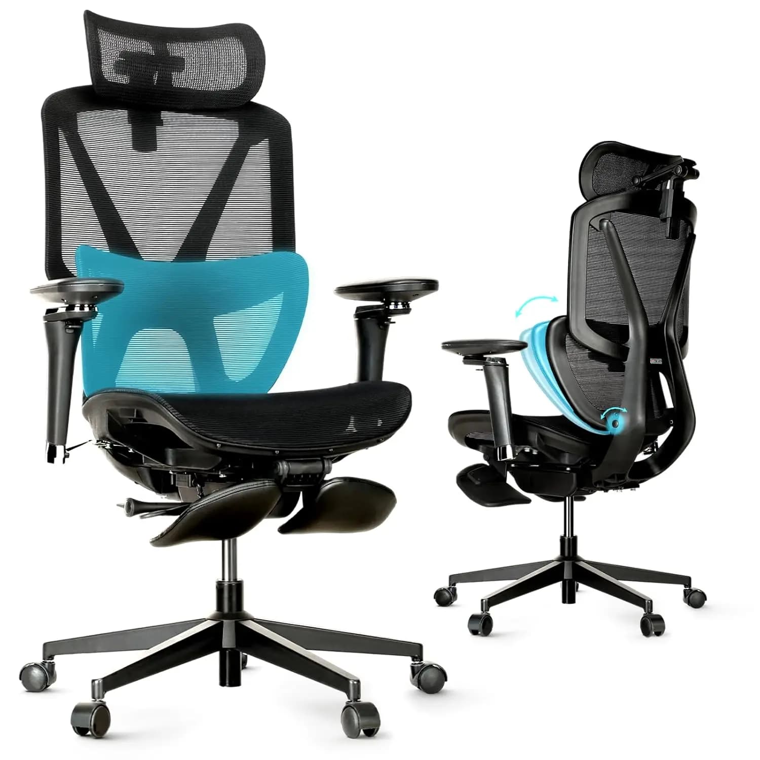 Sedia da Ufficio Ergonomica con Poggiapiedi, Sedia da Ufficio con 136 Posizioni ° Sedia da Ufficio Ergonomica Reclinabile con Schienale Regolabile e Personalizzabile