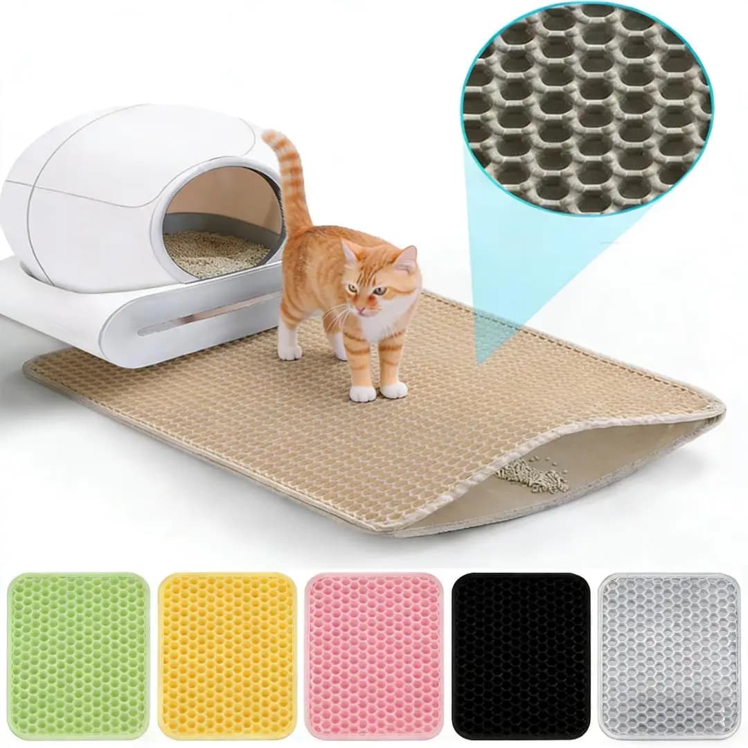 Tappetino per Lettiera Gatti Viral, Resistente, Impermeabile, a 2 Strati, Antiscivolo, Lavabile, Protezione Pavimento per Animali Domestici, Contenitore Sabbia BHL1286-FRO