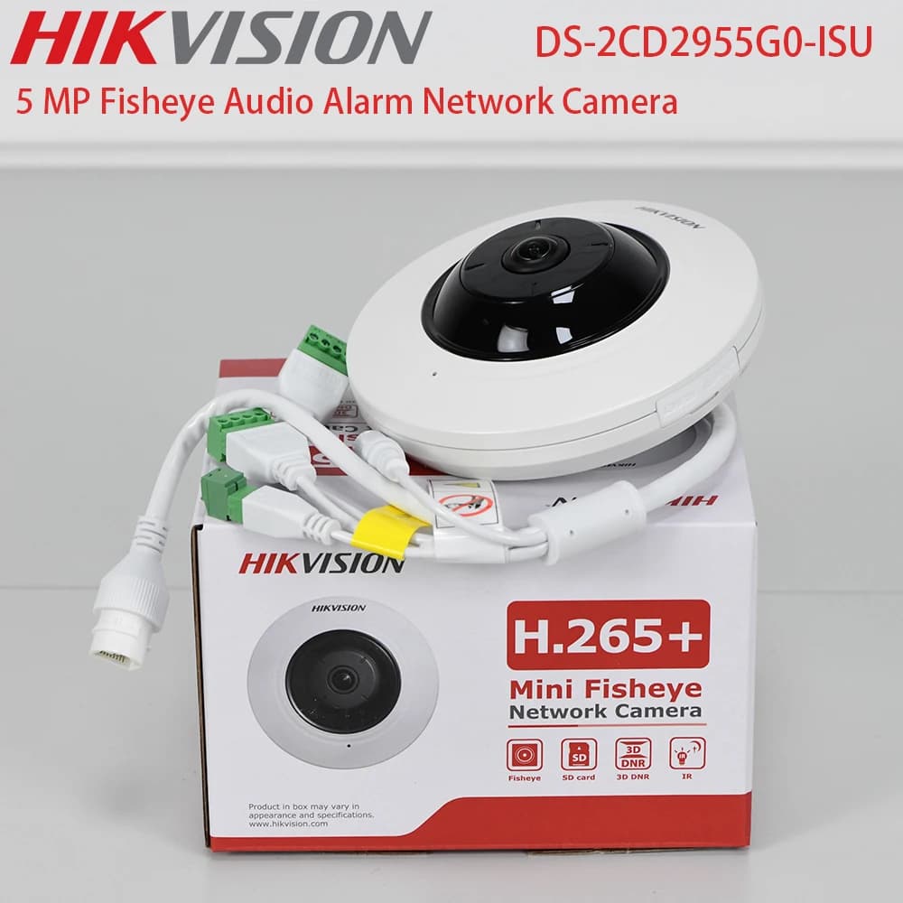 Hikvision Fisheye IP Camera 5mp Indoor Network Camera DS-2CD2955G0-ISU 2-Way Audio Built-In Mic SD Card Slot