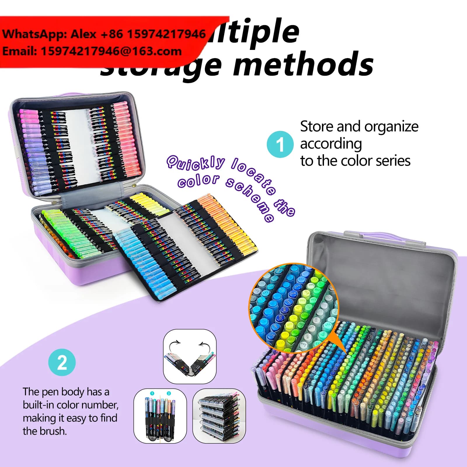 Guangna 488 Colors Bright Acrylic Markers Brush Pens-Permanent Paint Pens Fine Tip Erasable Set Artists Creative DIY Customized