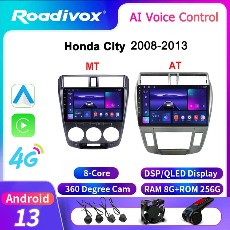 roadivox Android car radio for Honda City 2008 2013 stereo GPS Navigation video Multimedia Player tape recorder carplay no 2din