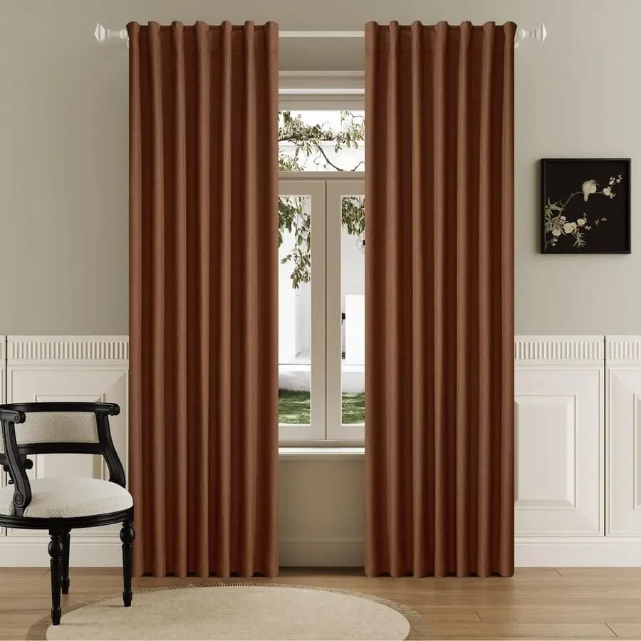 Tende Oscuranti Boho da 90 Pollici, Tende Termoisolanti per il Calore Estivo per Camera da Letto e Soggiorno, Drappeggi Plissettati in Lino 90