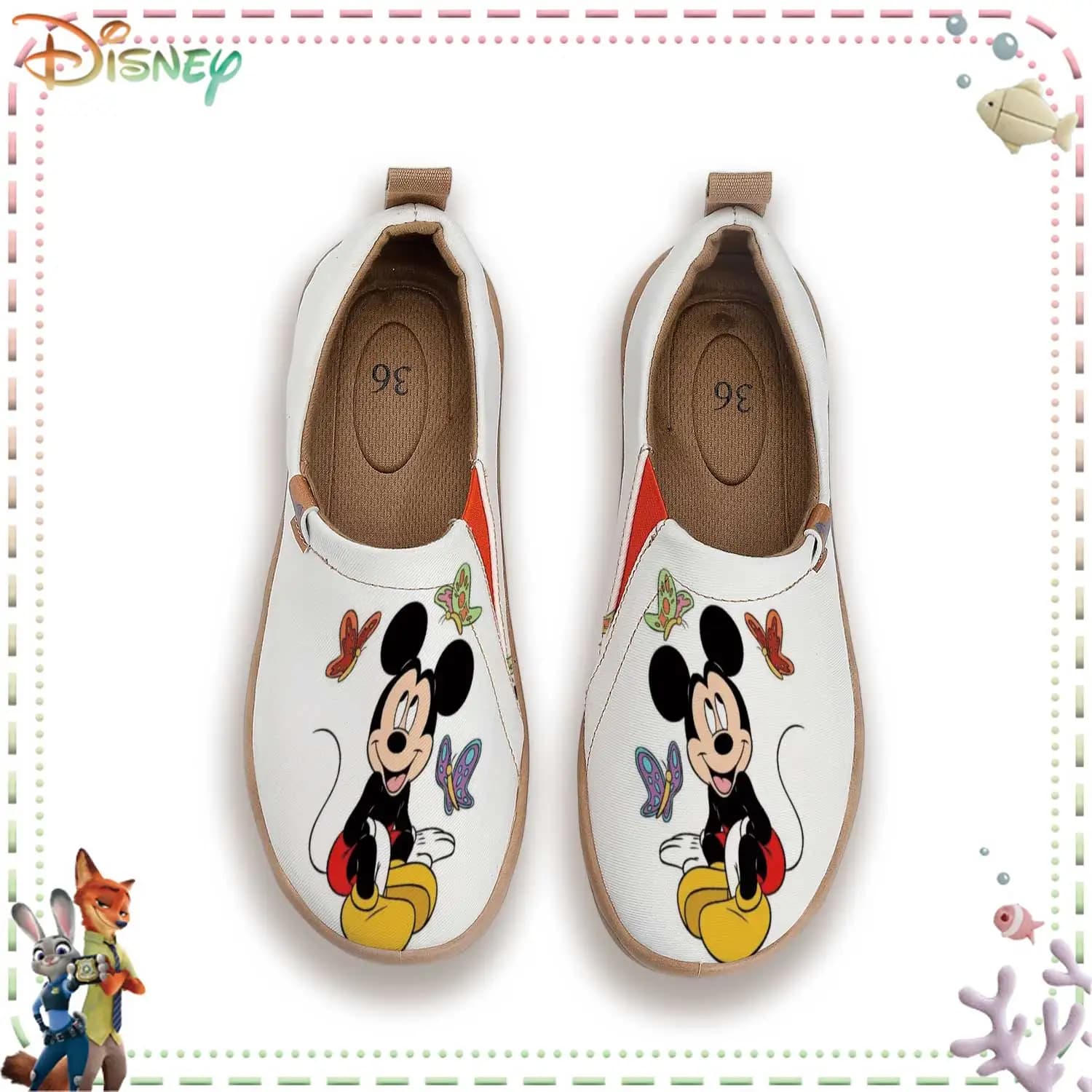Sneakers slip-on Disney Mickey da donna, scarpe casual in tela traspirante, mocassini leggeri con simpatica stampa di cartoni animati