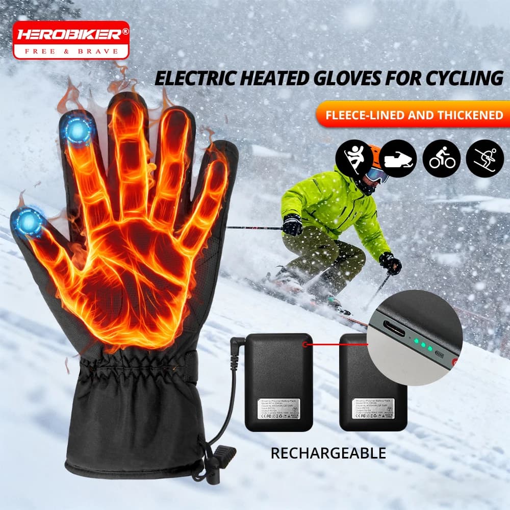 Guanti riscaldati da moto Touch screen invernale impermeabile Guanti da moto riscaldati vintage Guanti riscaldati elettrici da moto alimentati a batteria