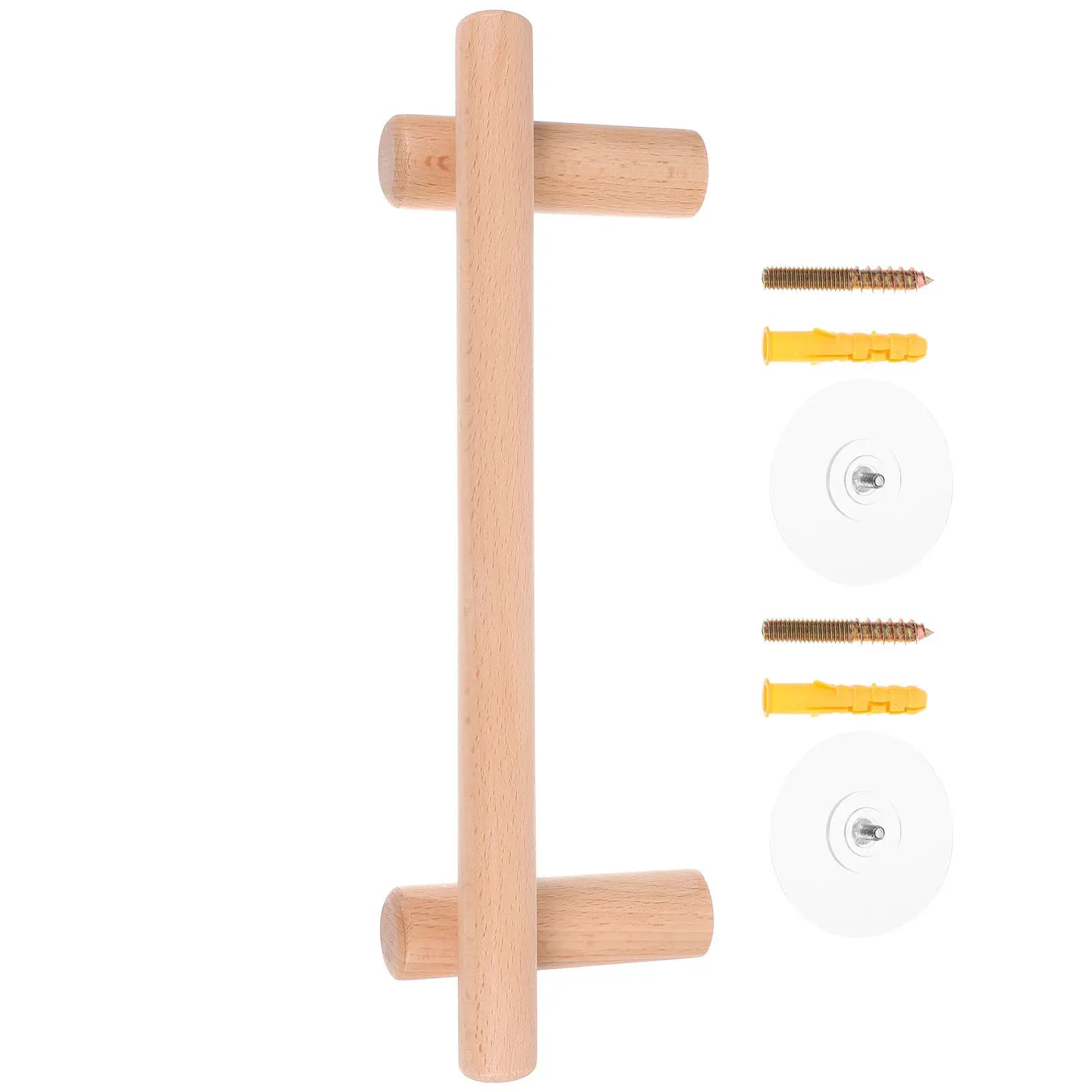 Portasciugamani in Legno Massello, Semplice Barra Singola Senza Foratura, Salvaspazio, Organizzatore da Bagno e Cucina, 30cm