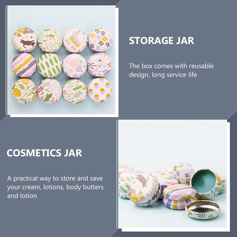 12 storage jars, empty containers, moisturizing cream jars, lip balm boxes, practical and reusable