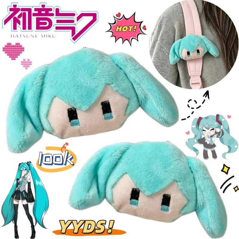 New Hatsune Miku Cute Creative Cartoon Doll Brooch Kawaii Two-dimensional Anime Peripheral Backpack Decorative Doll Badge Gift