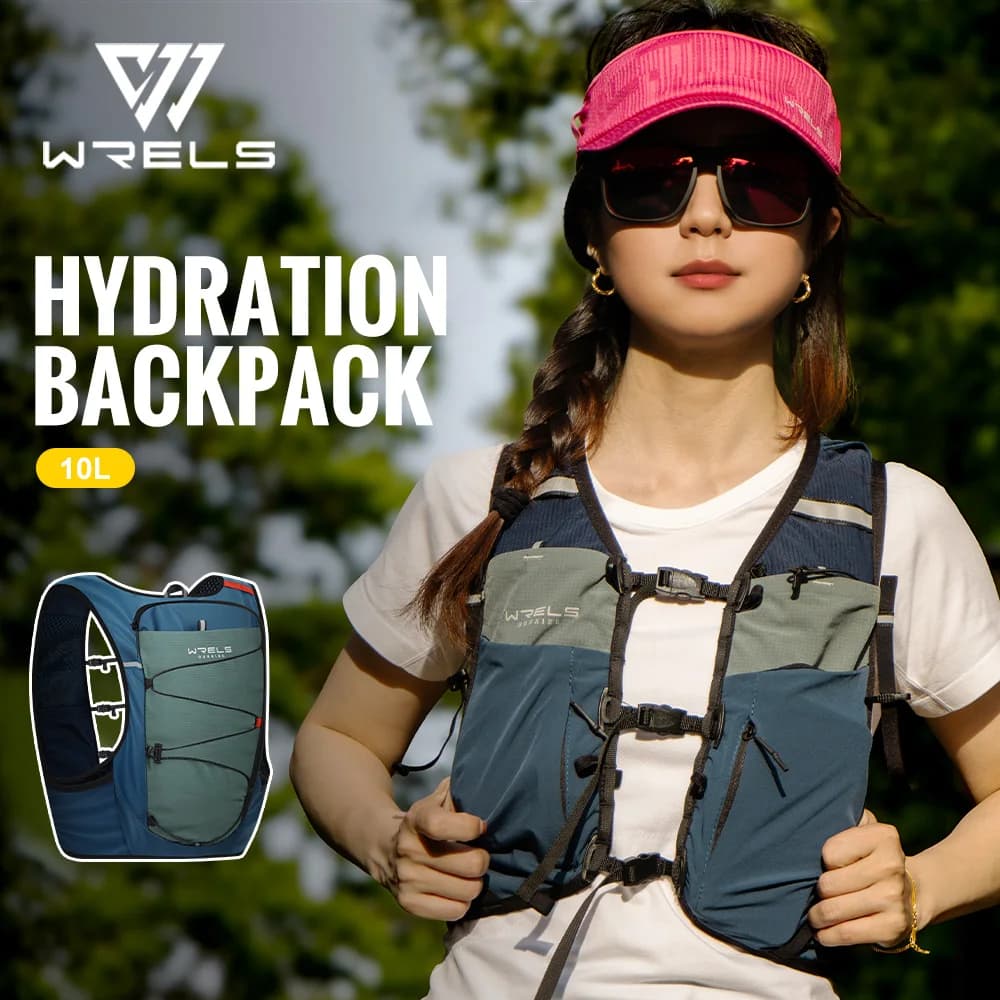 WRELS Zaino leggero da corsa con gilet idratante per sport all'aria aperta, ultraleggero, per trail running, maratona, escursionismo, fitness