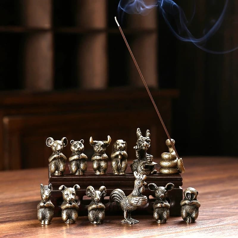 Bastone di metallo porta incenso bruciatore incensiere Mini zodiaco cinese animale Joss-Stick Stand per accessori per la decorazione della fragranza domestica