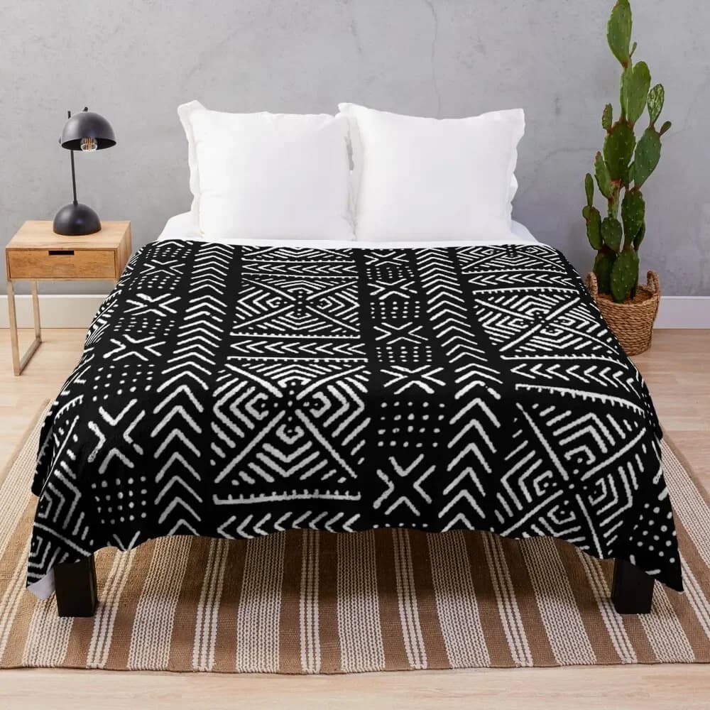 Line Mud Cloth // Black Throw coperta Thins cosplay anime per divano coperte pelose