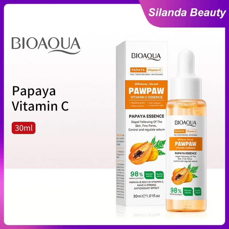 Silanda Beauty Pawpaw Siero Face Vitamin C 30ml Whitening Essence Anti oxidizing Siero Face Moisturizing Korean Skin Care Products