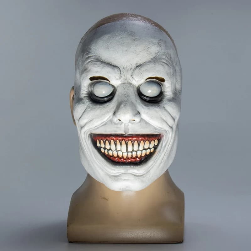 Hot Horror Halloween Mask Smiling Exorcist White Eyes Demon Mask Scary Cosplay Exorcist Latex Mask