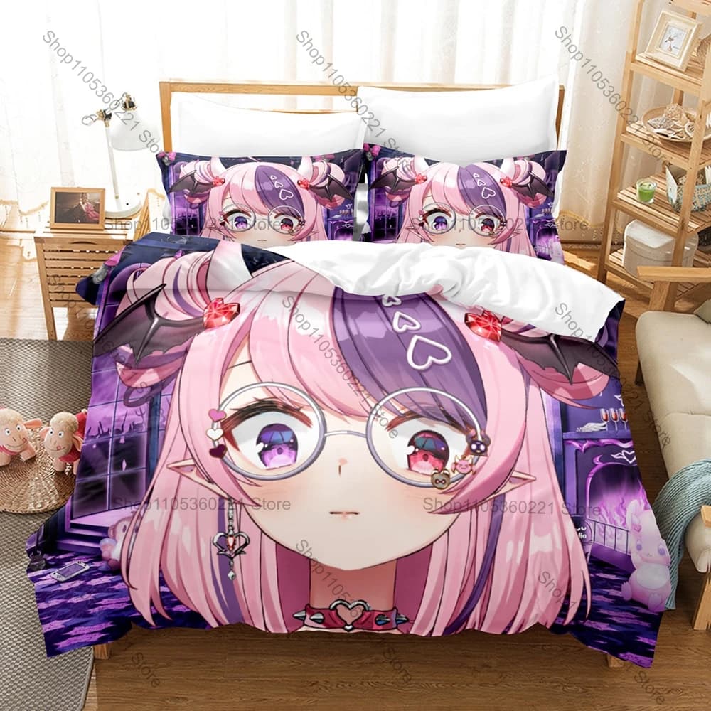 Ironmouse Twitch Streamer Bedding Set 3PCS Duvet Cover Set VTuber Style Bed Set for Fans Home Bedroom Decoration