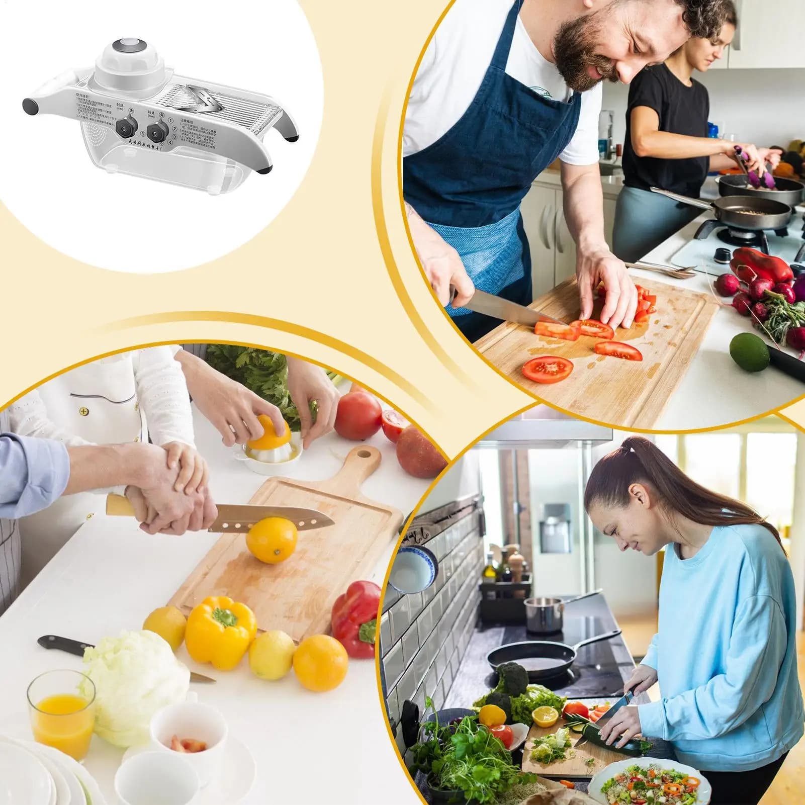 Affettatrice per cucina Affettatrice per patate Cinque impostazioni regolabili Taglierina da cucina con contenitore per la preparazione dei pasti da campeggio del ristorante di casa
