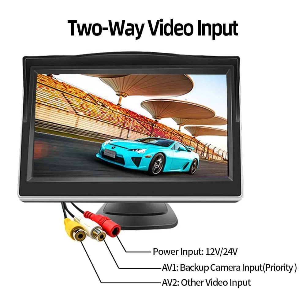 QueenDer 5 Inch AHD Car Monitor for Reverse Camera Backup color screen support for RCA AHD CVBS player signals two inputs Video