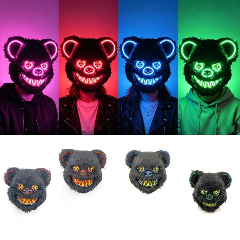 Black Bear Shape Cosplay Mask, Adult Integral Mask, Costume Accessories, Bright Night Mask