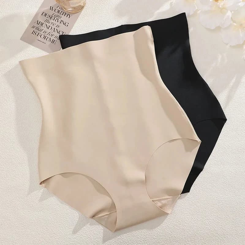 2026 New FINETOO Women High Waist Ice Silk Seamless Underwear Powerful Tummy Shaping Thin Postpartum Body Shape Pants Product