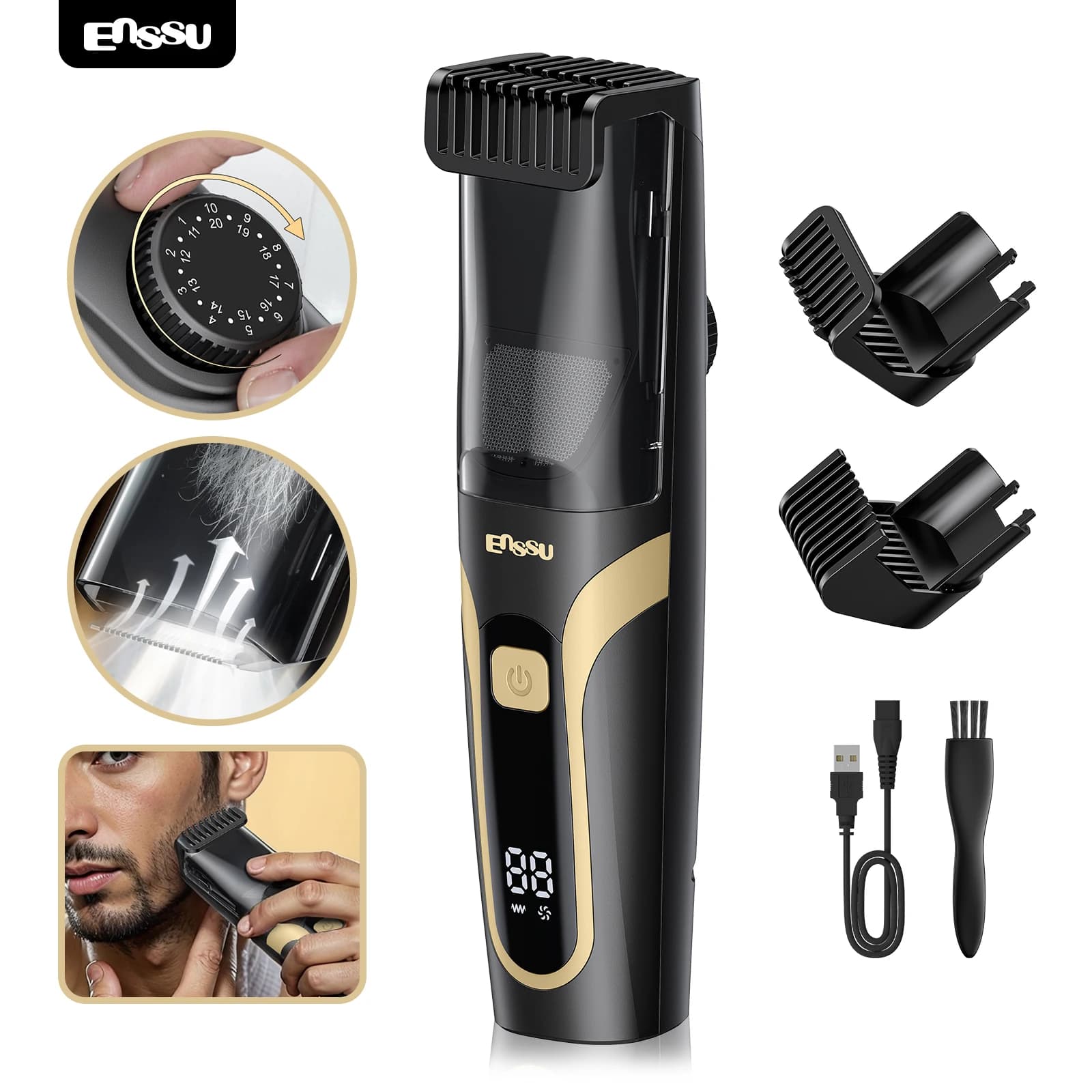 Men's Vacuum Rulebar, Electric Razor Rechargeable for Body Peles with Adjustable comb (1-20MM) for Male Care