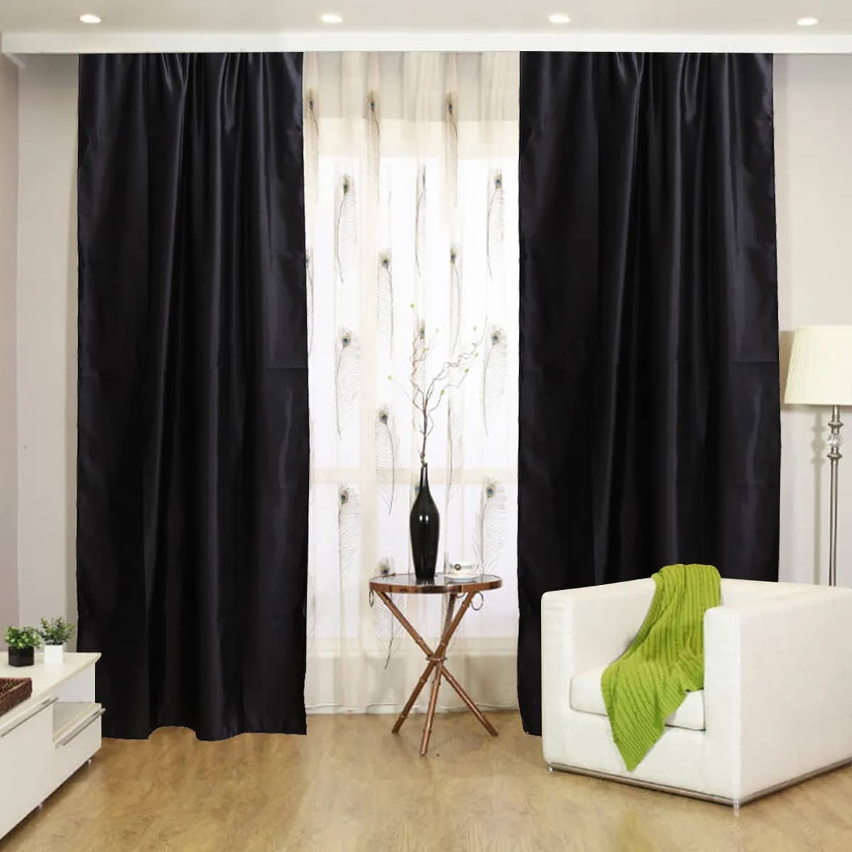 Blackout Curtains 39X84 Inch Premium Polyester Light Blocking Thermal Insulated Grommet Drape For Bedroom Living Room