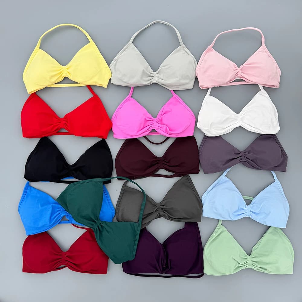 Sports Bra with Women's Straps, Bralette Halter with Front Arriced Detail, No Back, Breathable, Top Yoga, Pilates, Fitness, Training, Sportswear