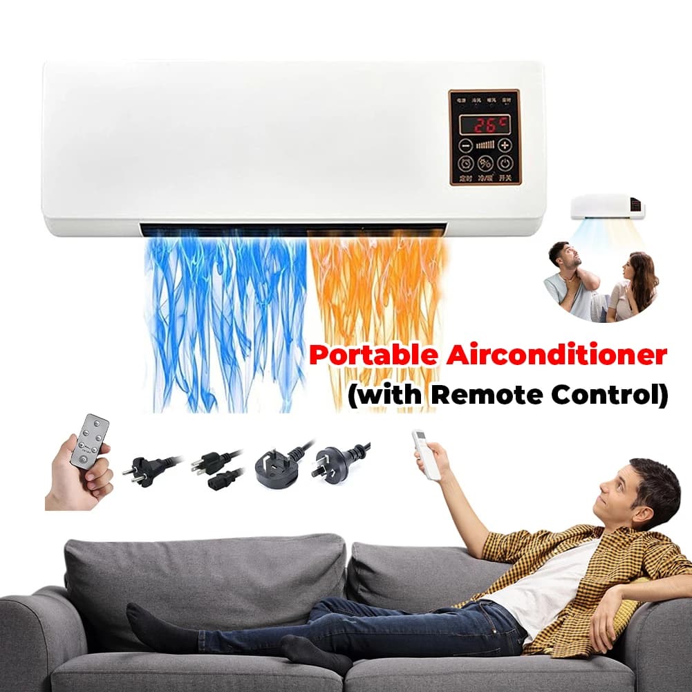 Wall Mount Mobile Electric Fan & Remote Control Air Cooling Fan Dual-Purpose Fan Air Cooler for Bathroom Bedroom School Office