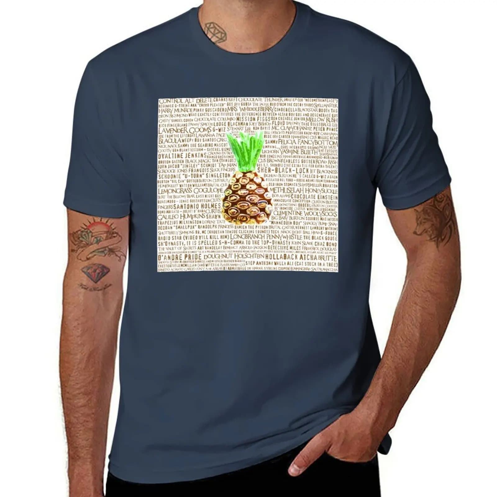 Psych Burton Guster Nicknames - T-shirt marrone neon con stampa di ananas, decorativa per la stanza, ispirata a serie TV e pop culture, con umorismo e tema Lime