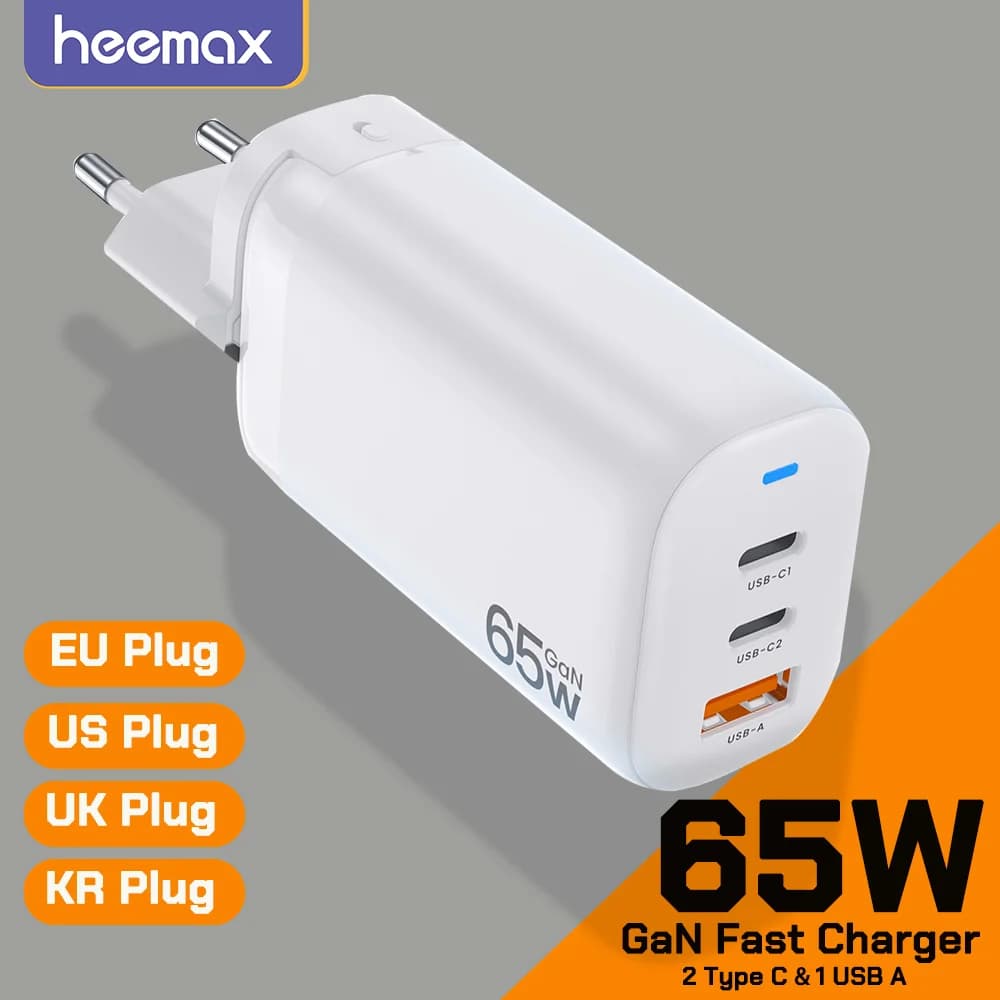 PD 65W GaN adattatore di ricarica rapida per MacBook Pro Laptop USB tipo C PD caricabatterie rapido per iPhone 13 14 iPad Huawei Xiaomi Samsung