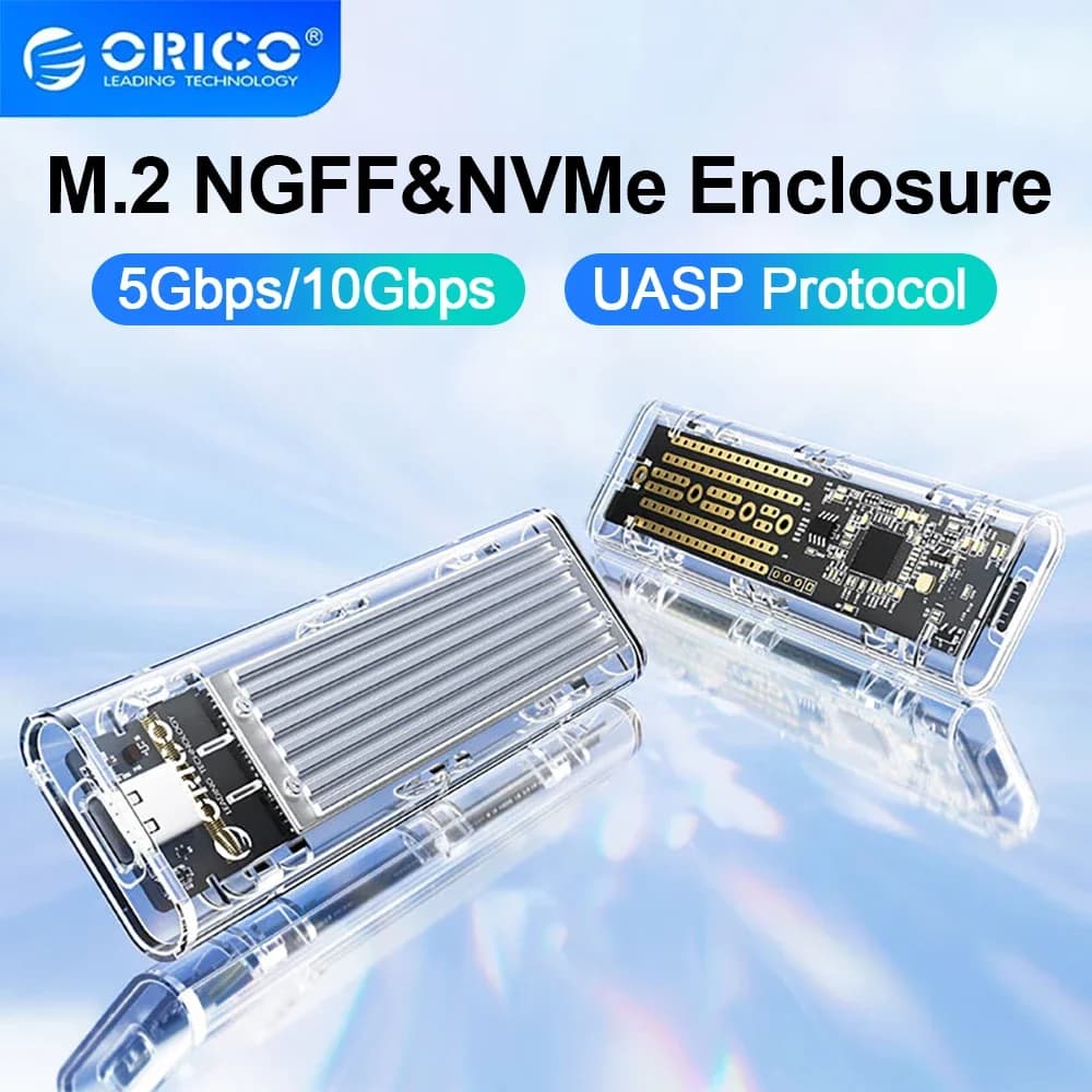 ORICO M.2 NVMe SATA SSD Custodia Adattatore Strumento Libero Trasparente Custodia per Disco Rigido Esterno M.2 NGFF SSD Custodia per PC Custodia Laptop