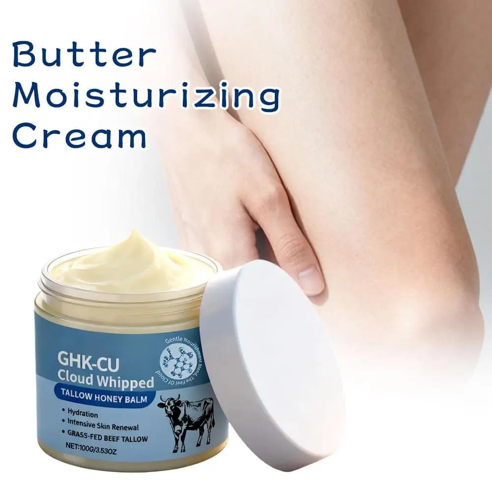 Crema al Miele e Blu di Metilene con Grasso di Bovino da Pascolo, Anti-Età per Viso e Corpo, per Tutti i Tipi di Pelle, Idratante e Nutriente