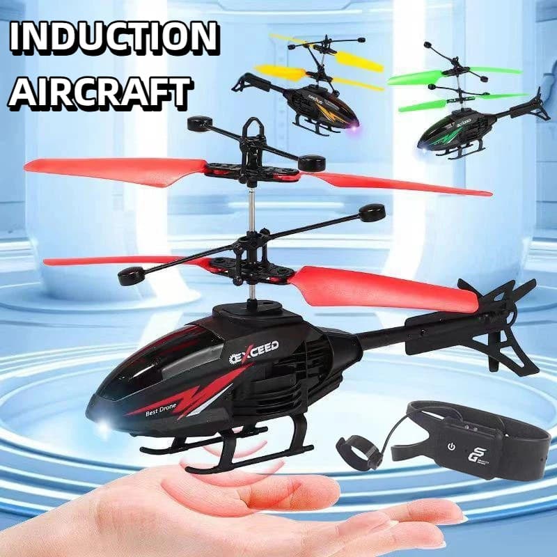 Mini elicottero RC a 2 canali con luci a LED Orologio con rilevamento dei gesti Aereo giocattolo con telecomando resistente agli urti per bambini