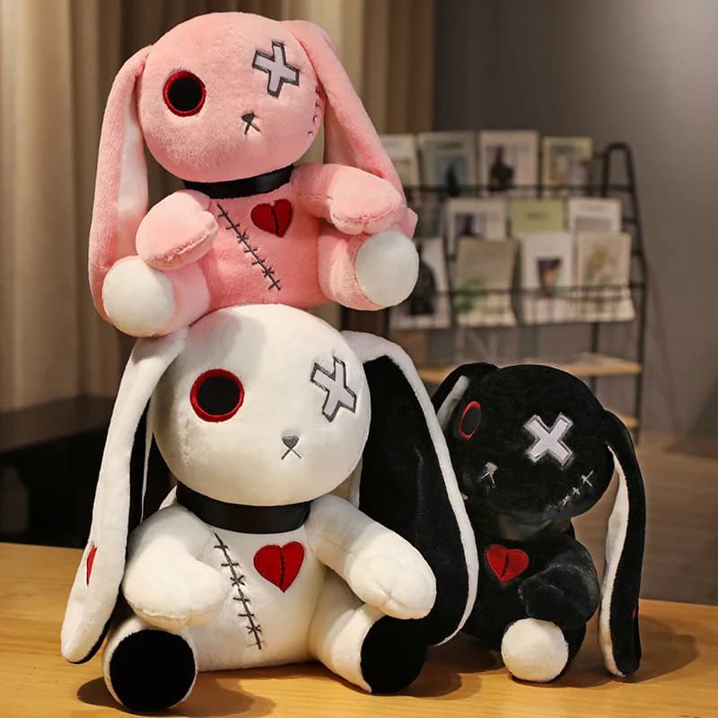 1pc Creepy Goth Bunny Peluche Crazy Rabbit Peluche, Spettrale Gotico Bunny Peluche Simpatico Horror Dreadful Bunny Doll, Per H