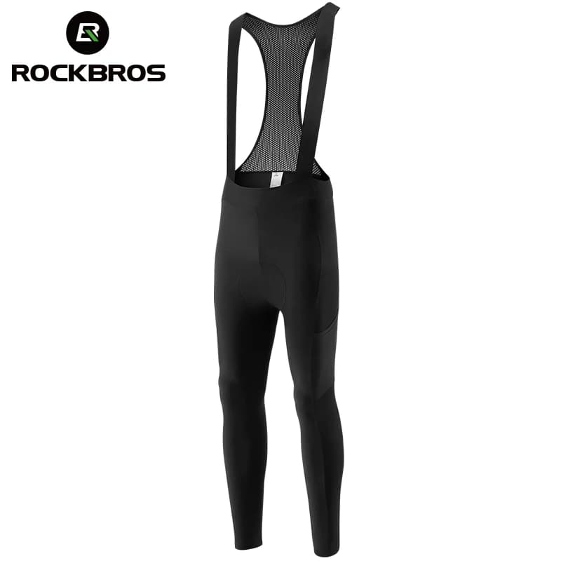 ROCKBROS Tenere al caldo Pantaloni con bretelle da bicicletta Autunno invernale in pile Antiurto Cuscino 3D Pantaloni da bici imbottiti Pantaloni da ciclismo per sport su strada MTB