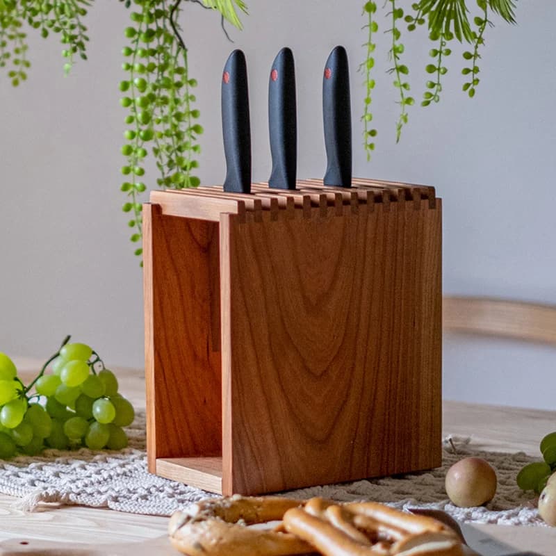 Solid Upscale Wood Japanese Knife Block Shelf Multifunctional Home Storage Rack Kitchen Tools Accessories Organizer