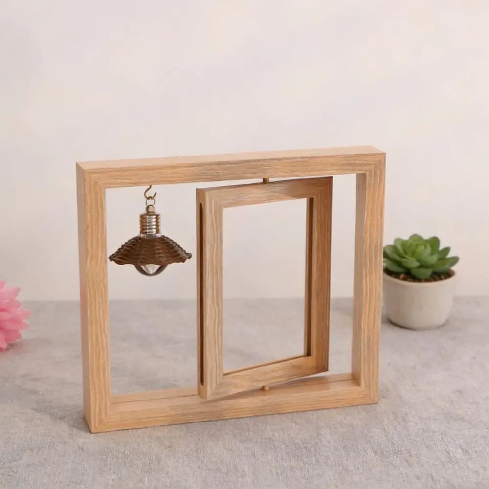 Frame for Photo in Rotating Double Sided Wood, Rebound Creative Frame, Quadrant Frame Cava Commemorative for Decoration