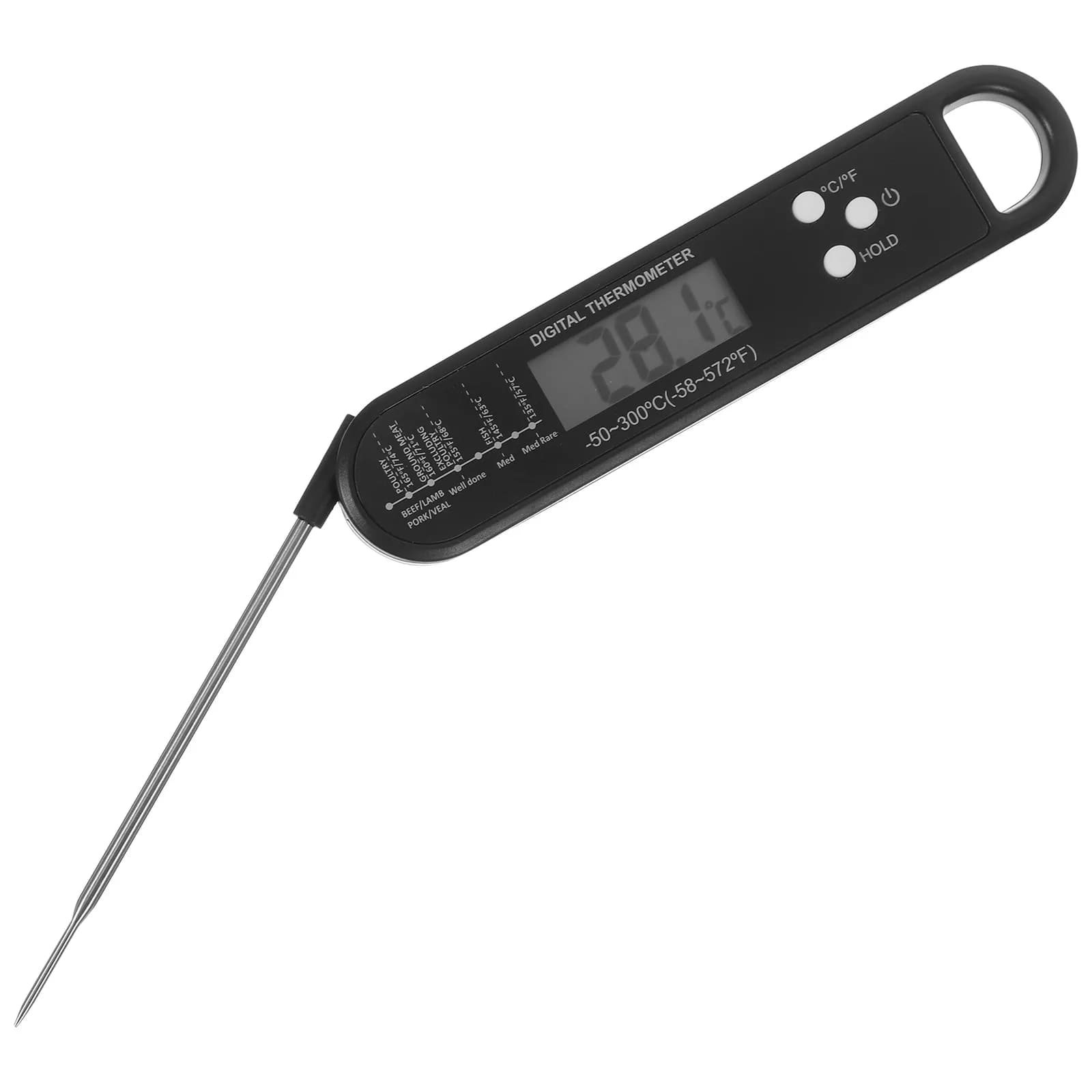 Termometro digitale per carne pieghevole con foro magnetico per appendere, ideale per friggitrice ad aria, barbecue, cottura e misurazione della temperatura degli alimenti