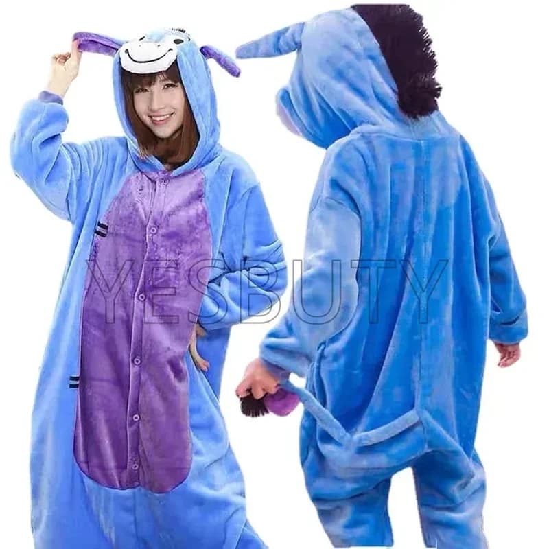 (#^.^#) 2026 New Eeyore Onesies Cosplay Costume Animal Blue Donkey Pajamas Adults Jumpsuits Homewear Halloween Outfit →_→LOOK ME