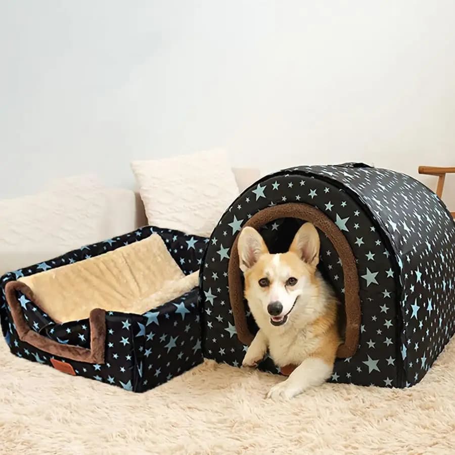 Cuccia Invernale Extra Large per Animali Domestici Convertibile in Letto con Cuscino Caldo, Cuccia per Cani Calda da Interno ed Esterno a 2 Vie, Rimovibile