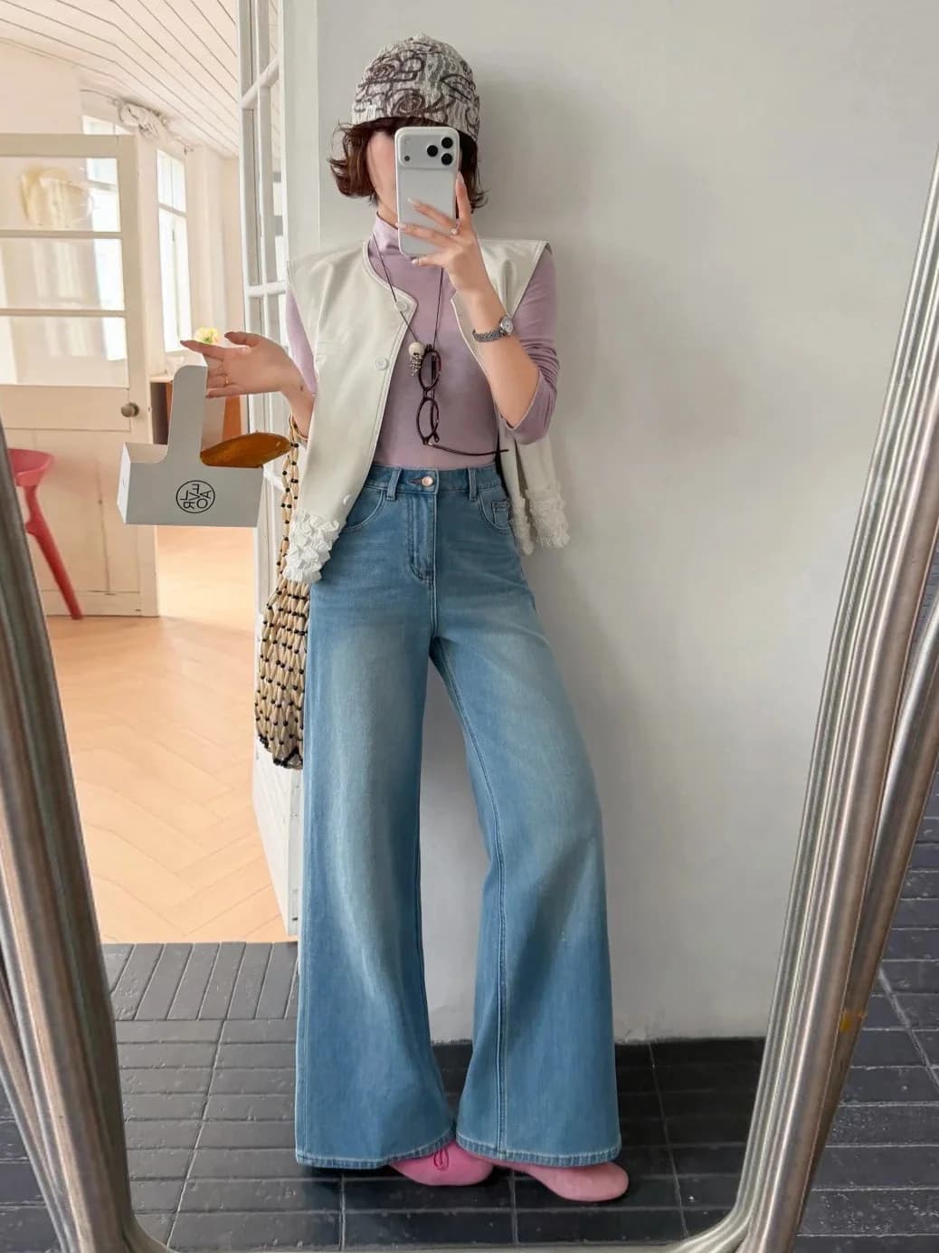 Jeans a Vita Alta Blu Chiaro da Donna, Pantaloni Larghi in Denim a Gamba Larga, Nuovo Stile Primavera-Estate, Comodi e Traspiranti in Cotone