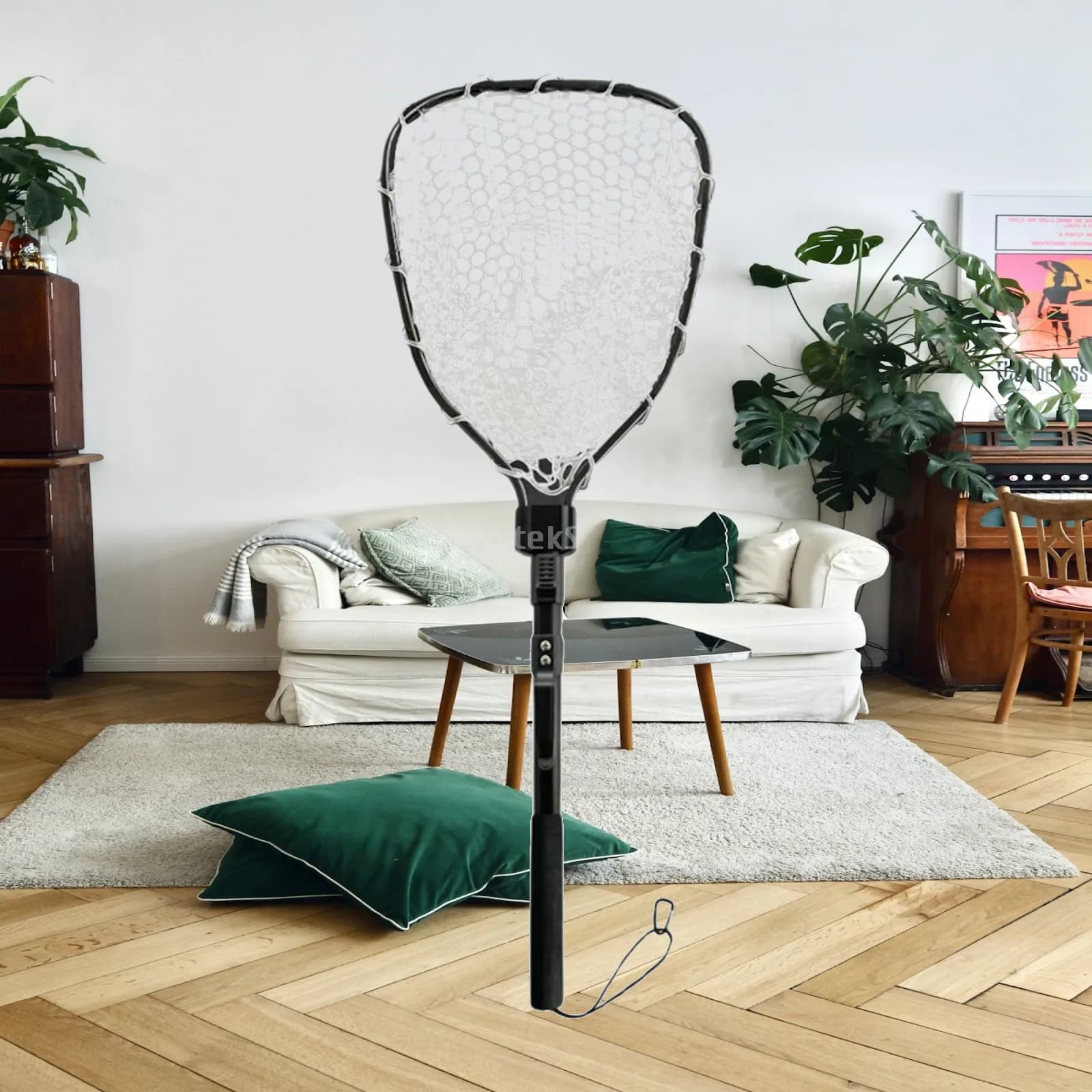 Adjustable Handle Fishing Net Silicone Mesh Telescopic Landing Net Accessory for River and Sea