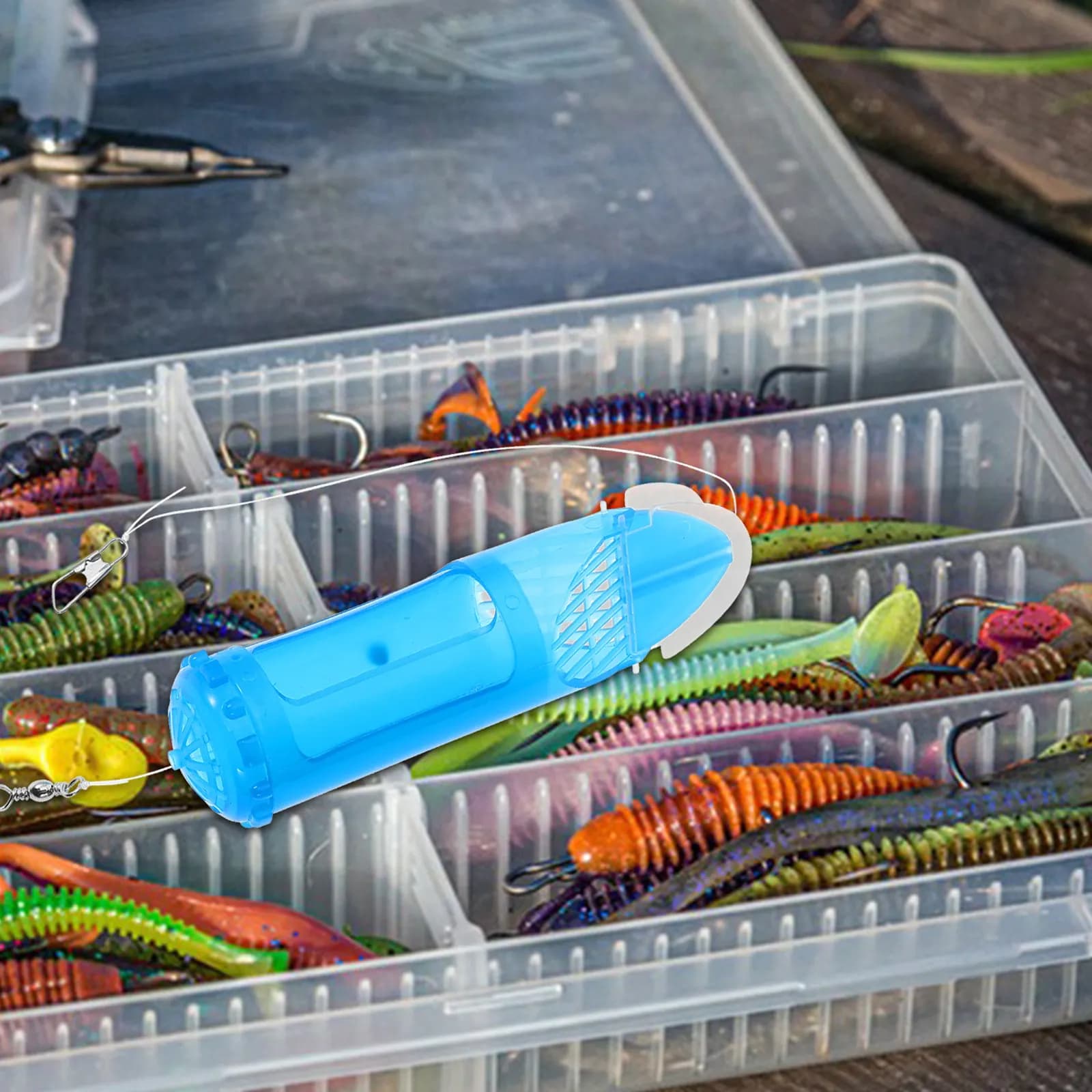 Set di 4 Gabbie Rotanti per Esche da Pesca, Feeder Inline Portatile, Cestello per Esche Riutilizzabile in Plastica per Carpe