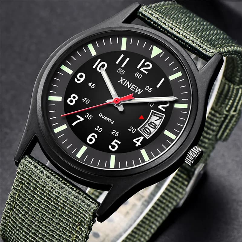 Relogio Masculino XINEW Brand Men Watches Students Boys Fashion Nylon Bnad Date Quartz Watch Black Montre Homme Reloj Hombre