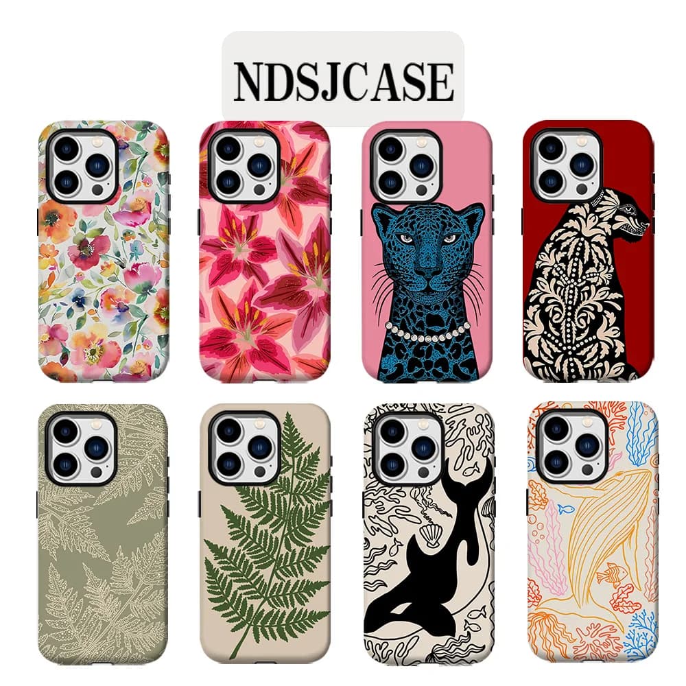 Custodia per telefono di lusso Clmj Leopard Whale Art per iPhone 17 16 15 14 13 12 11 Air Pro Max Plus, cover posteriore a doppio strato di lusso