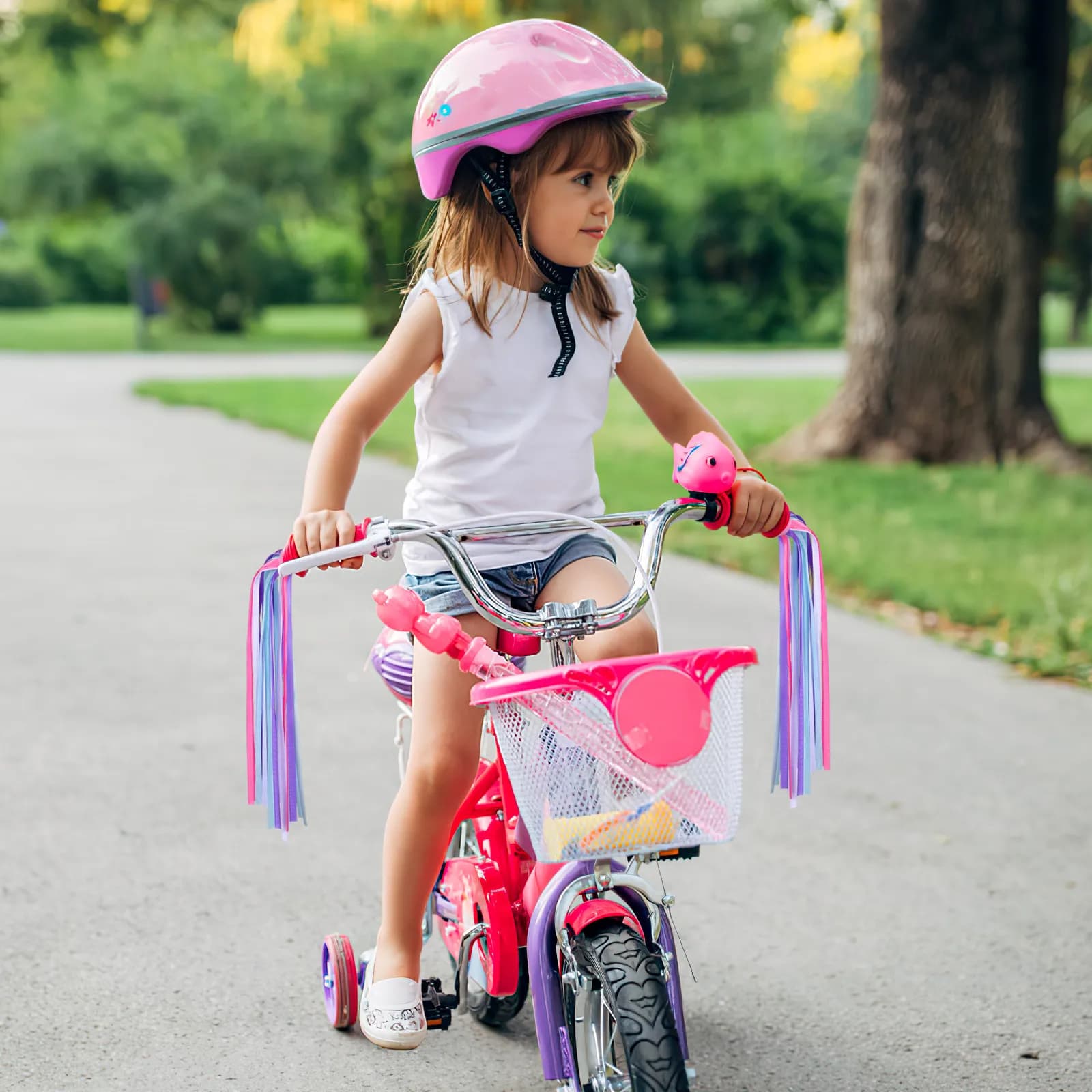 One Pair Kids Bike Handlebar Streamers Sparkling Tassels Ribbons Decoration for Childrens Bikes Tricycles Scooters Baby Carrier