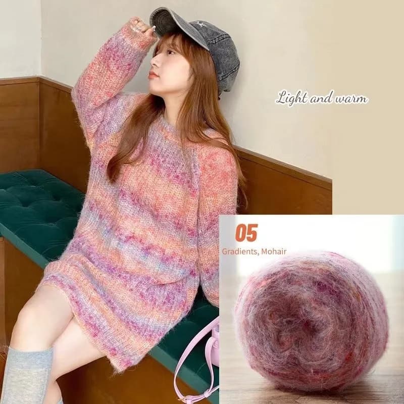 50g di filato colorato di alpaca e mohair, filato per torta con asta di tintura sfumata, maglioni colorati intrecciati fai da te fatti a mano, sciarpe, cappelli