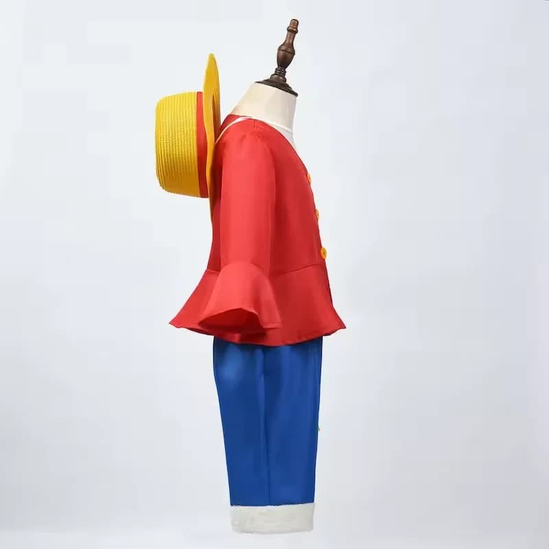 New Adult anime Luffy cosplay costume with straw hat for boys Halloween carnival uniform jacket pants belt full outfit