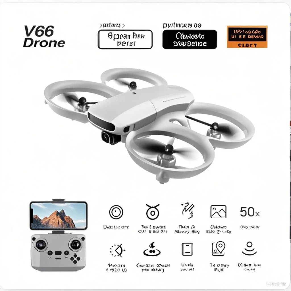 V66 Mini Remote Control Positioning Aerial Photography FPV Drone Wide Angle HD Camera Obstacle Avoidance Helicopter Machine Toy