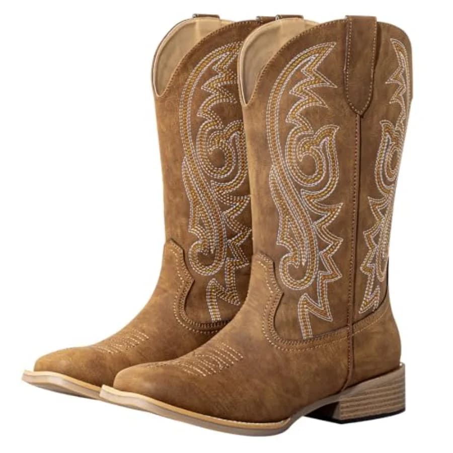 SheSole Extra Wide Calf Cowboy Boots for Women - Confidence and Western Cowgirl Style with Square Toe, Hidden Elastic and Remov