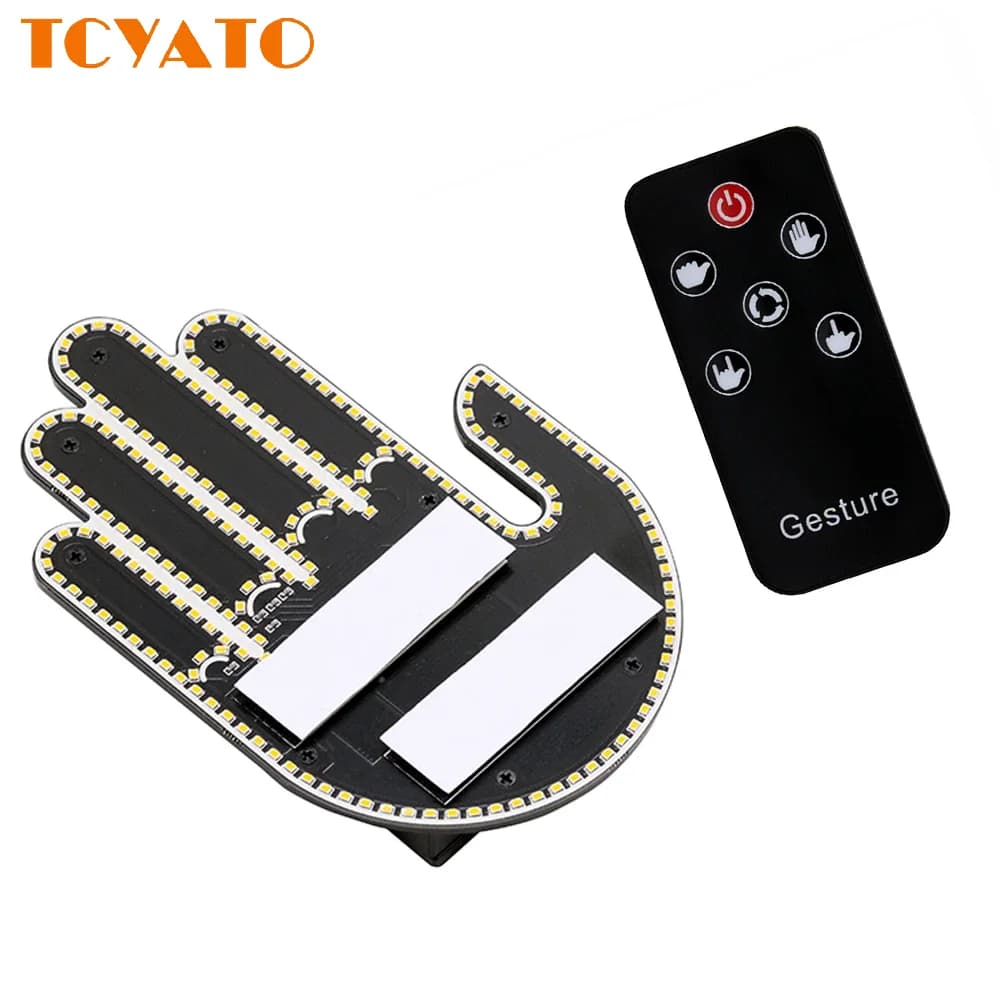 Luci da dito a LED per auto Luce interna per auto divertente con telecomando Lunotto posteriore Accessori per lampade promemoria di avvertimento multifunzione